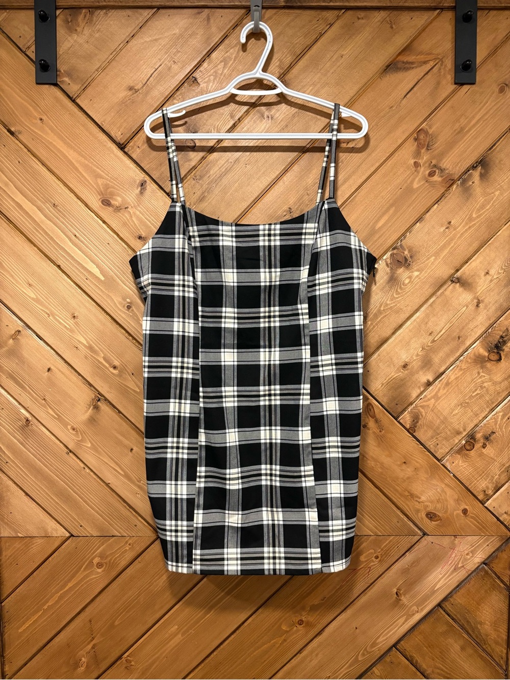 NWT H&M Divided Black and White Plaid Mini Dress XL
